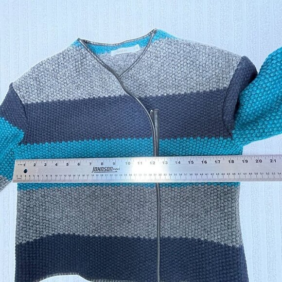 Bailey 44 Womens Textured Crop Jacket Medium Colorblock Faux Leather Trim Blue - Picture 4 of 9